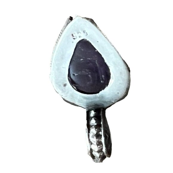 Amethyst Gemstone Sterling Silver 925 Pendant Teardrop Vintage 1990s No Chain - Picture 3 of 6